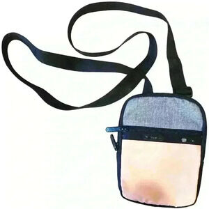 Le Sportsac Mini Crossbody, Grey/Black/Peach, Size 7” X 5” X .75”